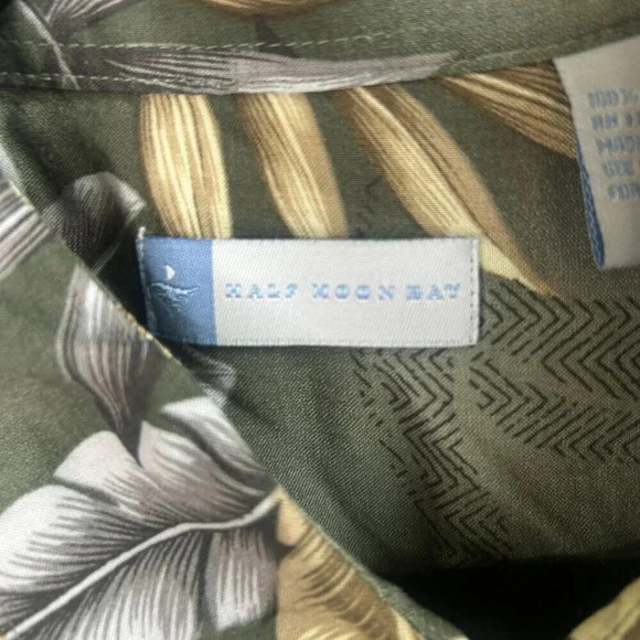 Half Moon Bay Men's Hawaiian Green Floral Short Sleeve Resort Shirt Size XL - Picture 3 of 9